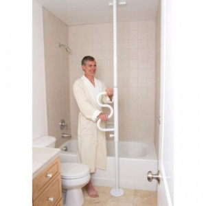Relaxdays Barre d'appui avec ventouse, douche & baignoire, 70 kg, sécurité,  personnes âgées & handicapées, blanc/gris
