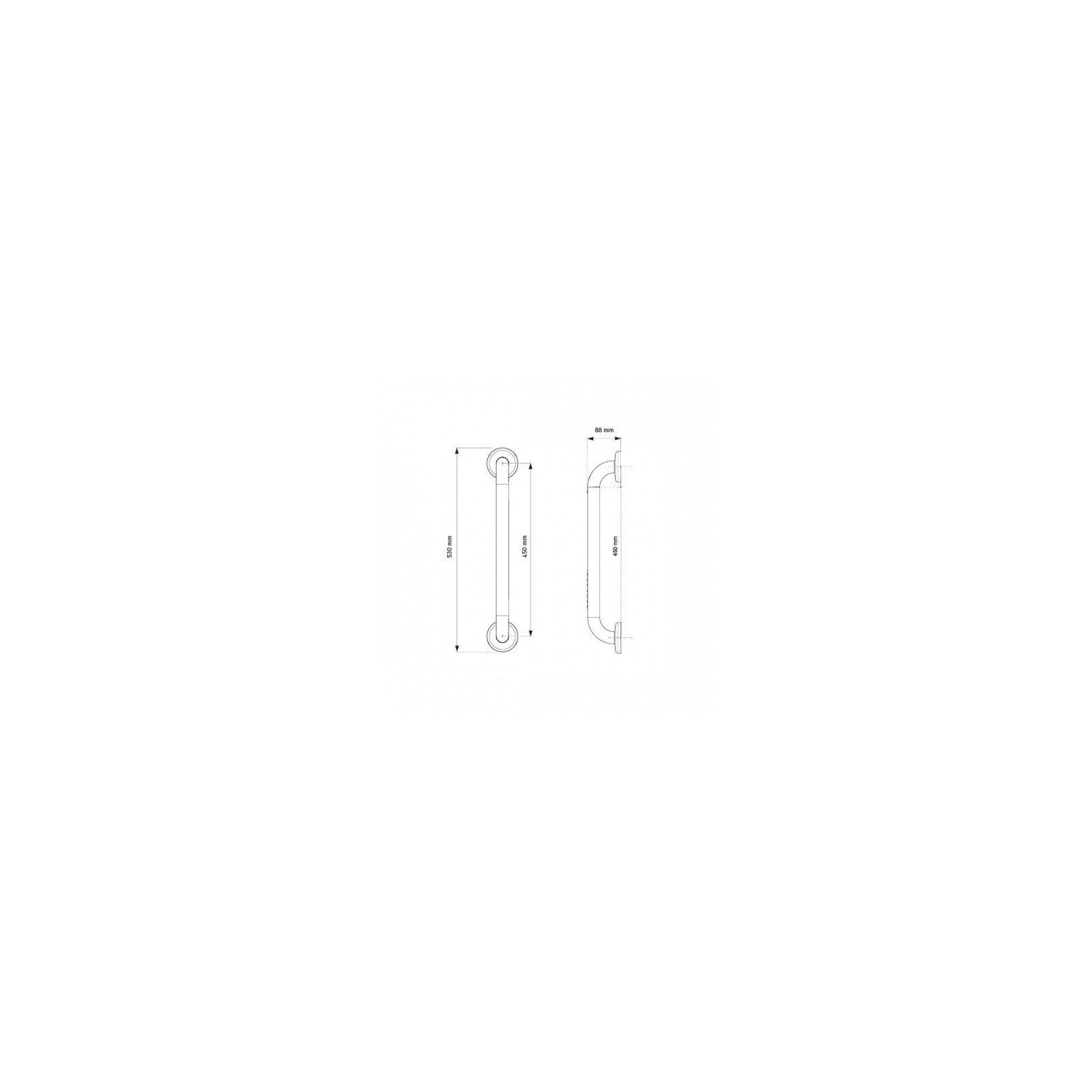 Inox Care Main courante de maintien, avec barre support de douchette, 500 x  1200 mm, Inox, Support de douche en gris foncé (018) | 500 mm | 1200 mm 