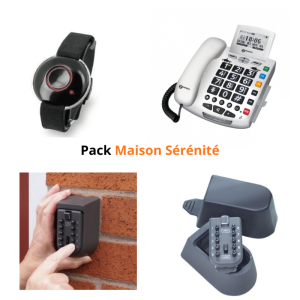 Pack Maison Sérénité avec Boîte à clés murale sécurisée Téléphone Geemarc Sérénities avec bip alarme
