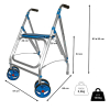 Dimensions Rollator 2 roues pivotantes Ara D