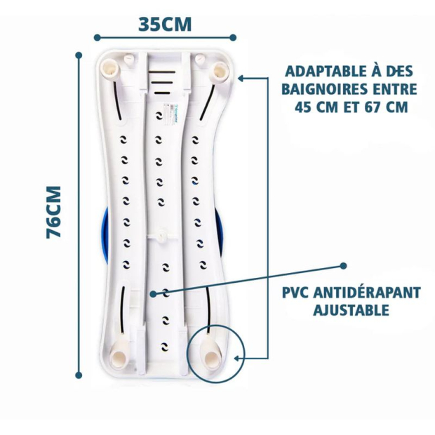 dimensions planche de bain avec assise rotative vera vermeiren