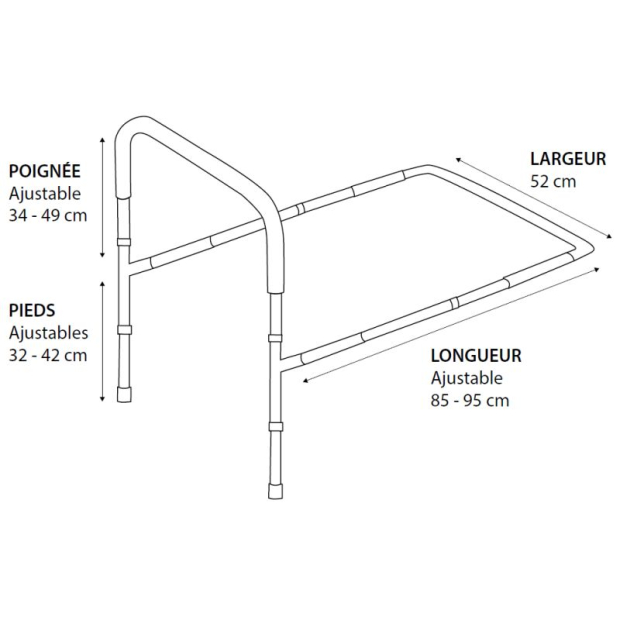 dimensions barre d'appui de lit