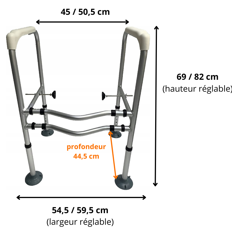 Dimensions des accoudoirs de toilettes Bermudes